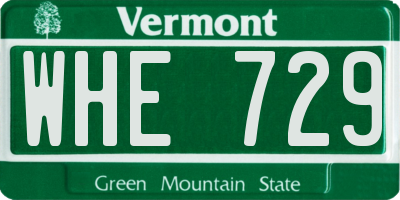 VT license plate WHE729