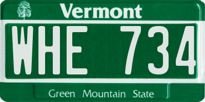 VT license plate WHE734