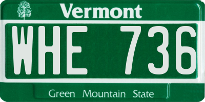 VT license plate WHE736