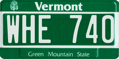 VT license plate WHE740