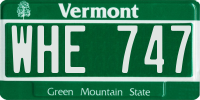 VT license plate WHE747