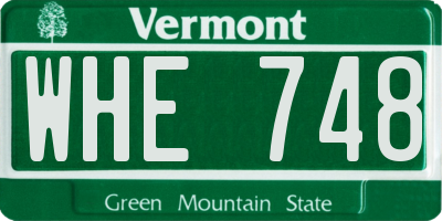 VT license plate WHE748