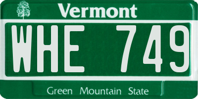 VT license plate WHE749
