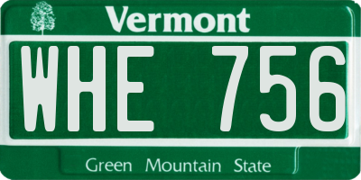 VT license plate WHE756