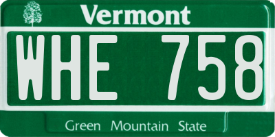 VT license plate WHE758
