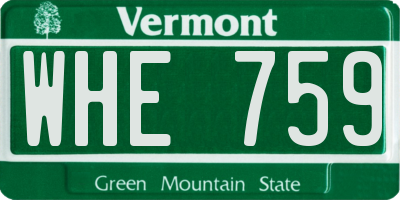 VT license plate WHE759