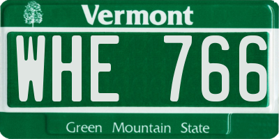 VT license plate WHE766