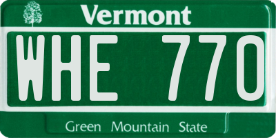 VT license plate WHE770