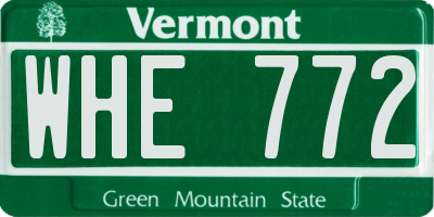 VT license plate WHE772