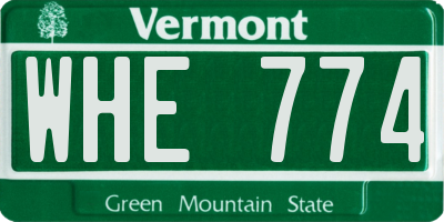 VT license plate WHE774