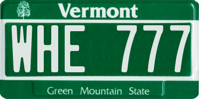 VT license plate WHE777