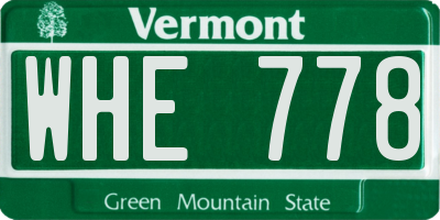 VT license plate WHE778