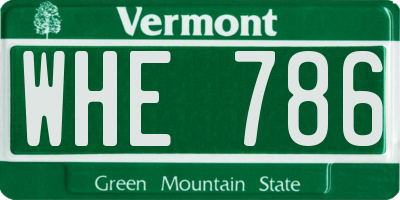 VT license plate WHE786