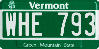 VT license plate WHE793