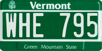 VT license plate WHE795