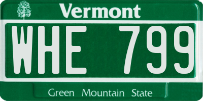 VT license plate WHE799