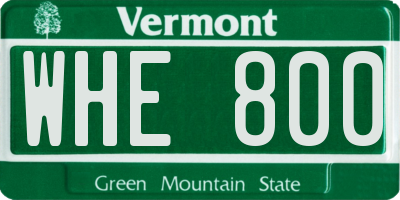 VT license plate WHE800