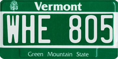 VT license plate WHE805