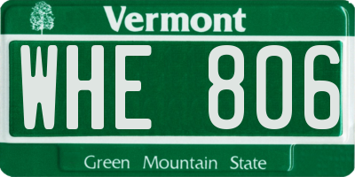 VT license plate WHE806