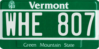 VT license plate WHE807