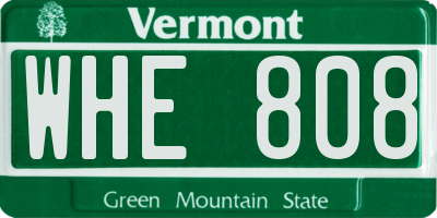 VT license plate WHE808