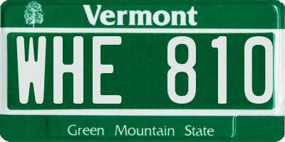 VT license plate WHE810
