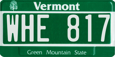 VT license plate WHE817