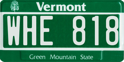 VT license plate WHE818