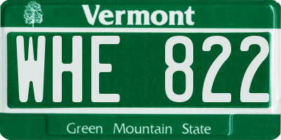 VT license plate WHE822