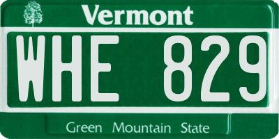 VT license plate WHE829