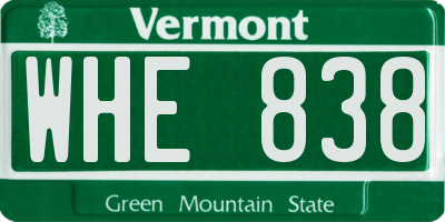 VT license plate WHE838