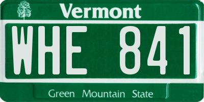 VT license plate WHE841