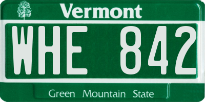 VT license plate WHE842