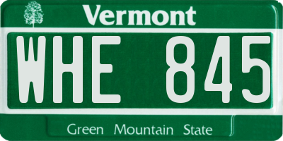 VT license plate WHE845