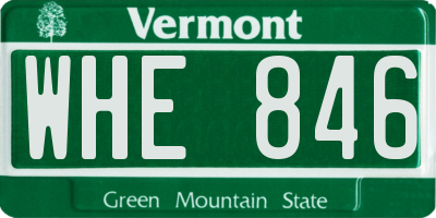 VT license plate WHE846