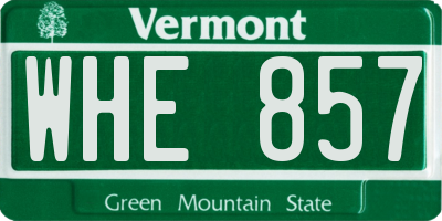 VT license plate WHE857