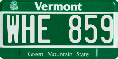 VT license plate WHE859