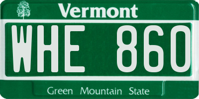 VT license plate WHE860