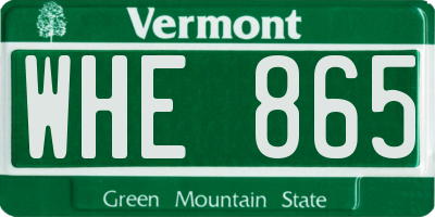 VT license plate WHE865