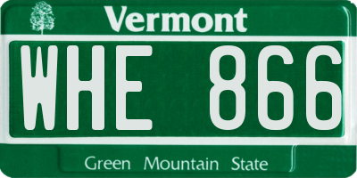 VT license plate WHE866