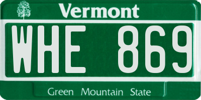 VT license plate WHE869