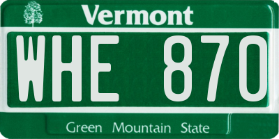 VT license plate WHE870