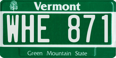 VT license plate WHE871