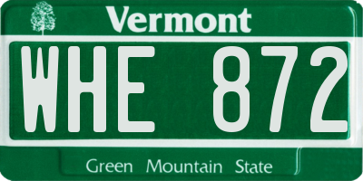 VT license plate WHE872