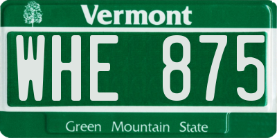 VT license plate WHE875
