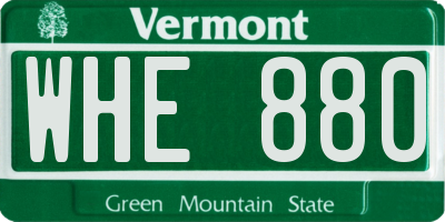VT license plate WHE880