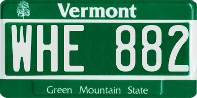 VT license plate WHE882