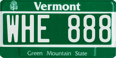 VT license plate WHE888