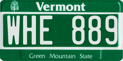 VT license plate WHE889