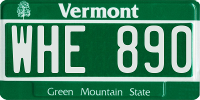VT license plate WHE890